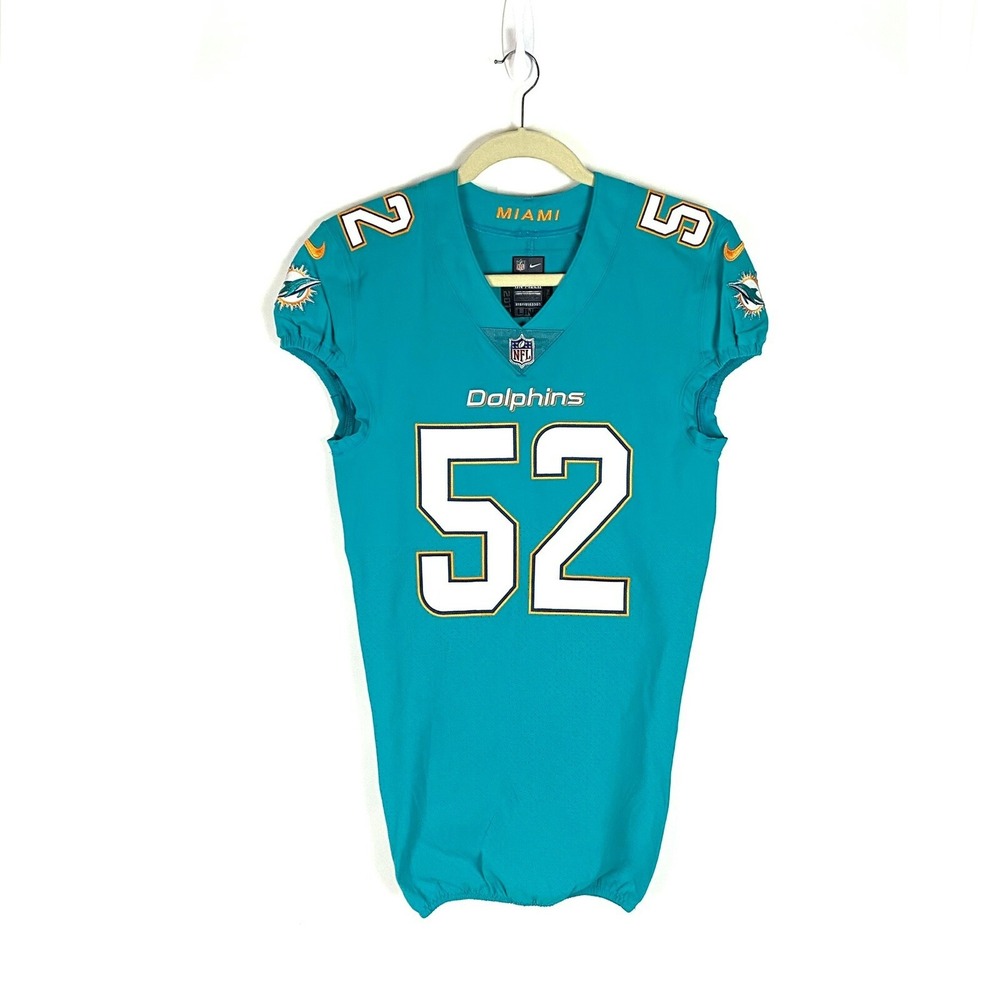Rare‎ 2017 Raekwon McMillan #52 Game Issued Miami Dolphins Aqua  Nike Jersey 40